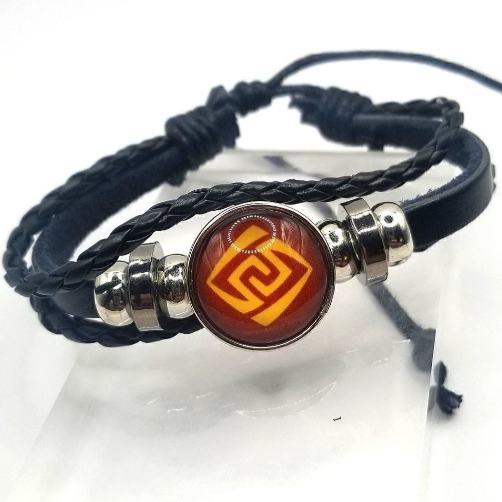 Impact leather Bracelet Eye of God Water Wind Thunder Fire Rock Ice Element